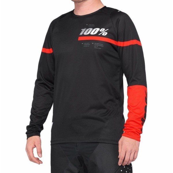 100% Pánské tričko 100% R-CORE Jersey dlouhý rukáv červen...