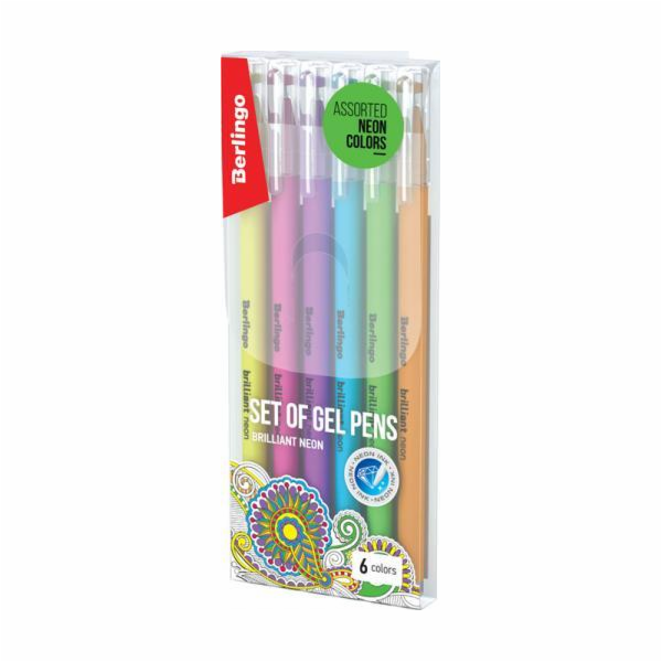 Gelová pera Berlingo Neon 6ks 0,8mm Neon