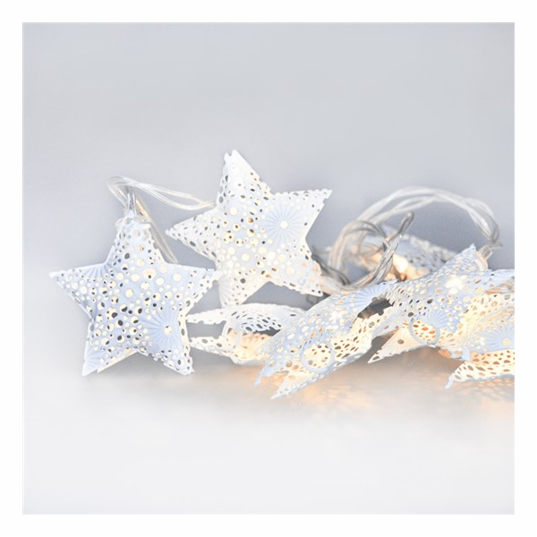 Solight LED řetěz vánoční hvězdy, kovové, bílé, 10LED, 1m...