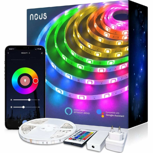 Smart LED pásek 12V 40LED/m IP44 36W RGB NOUS F2 10m WiFi...