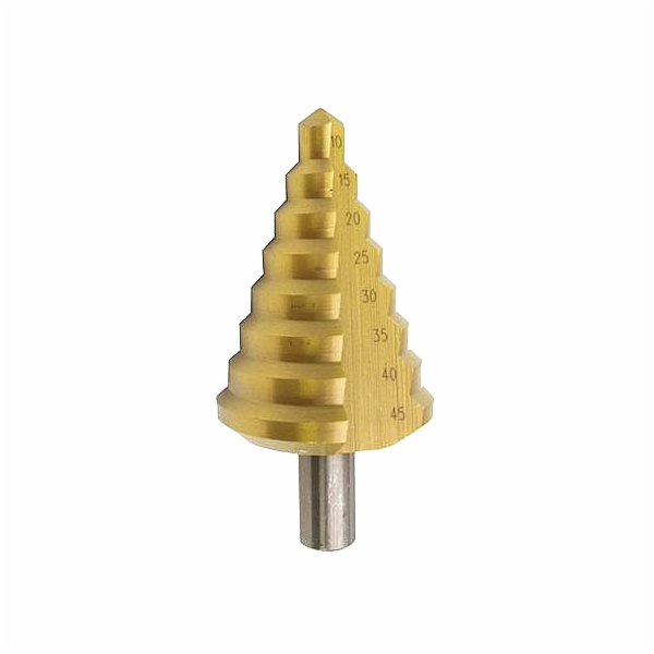 Vrták stupňovitý 10-45 mm TIN HSS ocel 4241 do kovu