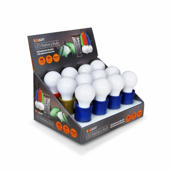 Solight LED svítilna - žárovka, 50lm, 1W, 3 x AAA, displa...