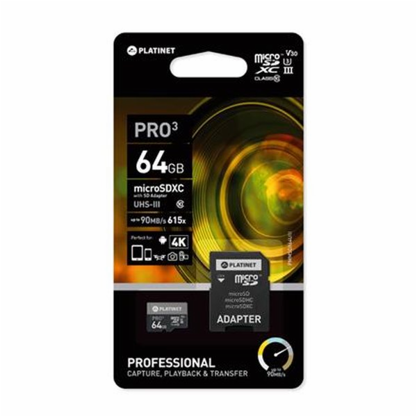 PLATINET microSDXC  SECURE DIGITAL + ADAPTER SD 64GB clas...