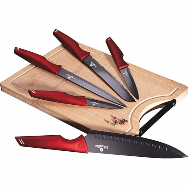 BerlingerHaus sada nožů s prkénkem BH-2704 Burgundy Metal...
