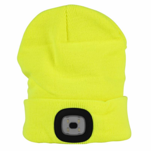 Čepice s čelovkou LED žlutá (USB nabíjení)