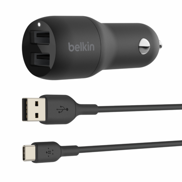Duální USB-A 1m 24W nabíječka do auta černá