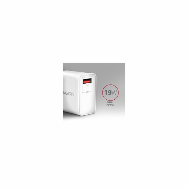 AXAGON ACU-QC19W, QC nabíječka do sítě 19W, 1x USB-A port...