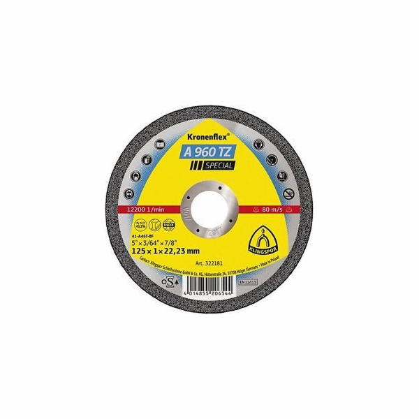 1x25 Klingspor A 960 TZ 125 x 1 x 22,23 mm straight