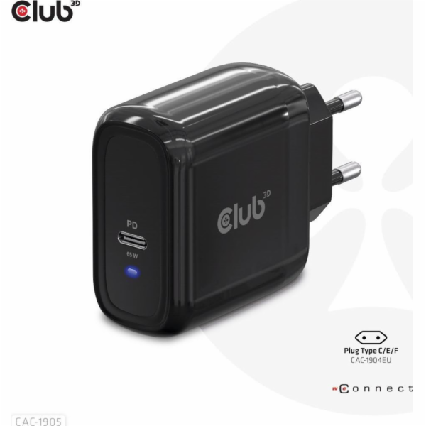 Club3D cestovní nabíječka PPS 65W GAN technologie, USB Ty...
