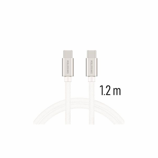 Swissten Datový Kabel Textile USB-C / USB-C 1,2 M Stříbrný