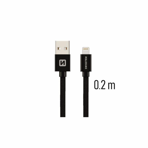 Swissten Datový Kabel Textile Usb / Lightning 0,2 M Černý