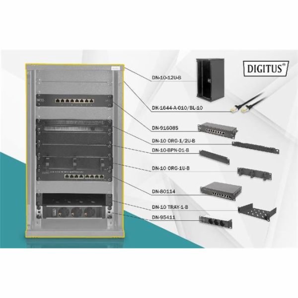 Digitus "25,4 cm (10") Set 3 B 12U, IT skříň"