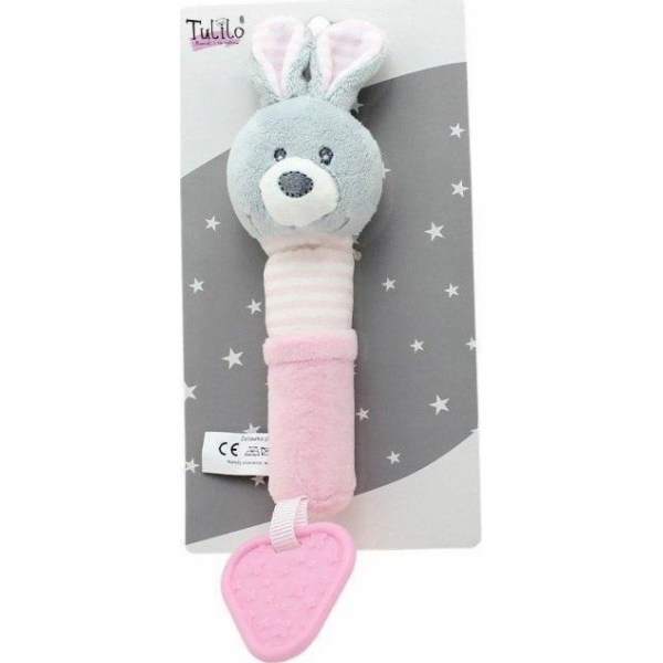 Růžový zajíček se zvukem 17cm