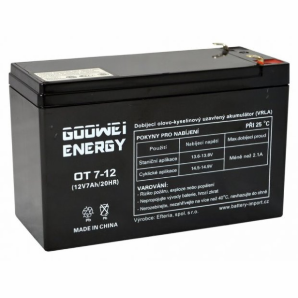 GOOWEI ENERGY Pb záložní akumulátor VRLA AGM 12V/7Ah (OT7...