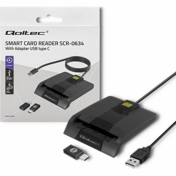 ČTEČKA KARTY SMART ID QOLTEC | SCR-0634 | USB TYP C