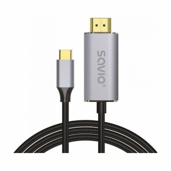 Kabel USB-C na HDMI 2.0B, 2 m, stříbrná / černá, zlaté ko...