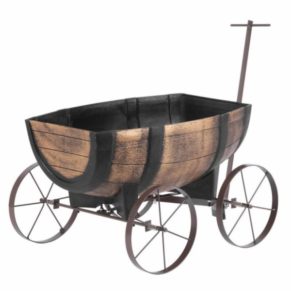 Květináč whiskey barel 41,5x29x19 cm plast dřevěný efekt