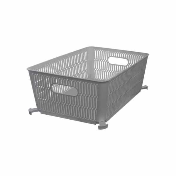 Košík stohovatelný NESTA 28,5x23x12 cm šedý plast
