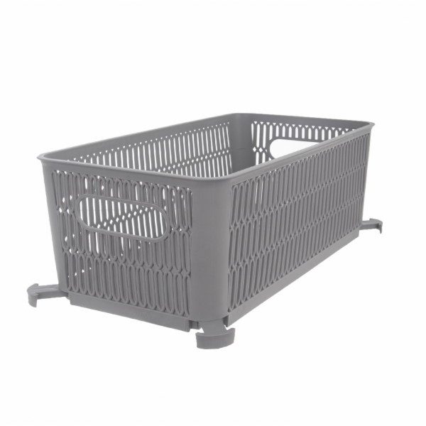 Košík stohovatelný NESTA 29x16,5x11,5 cm šedý plast