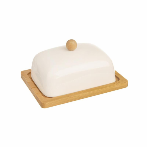 Máslenka oblá WHITELINE porcelán/bambus