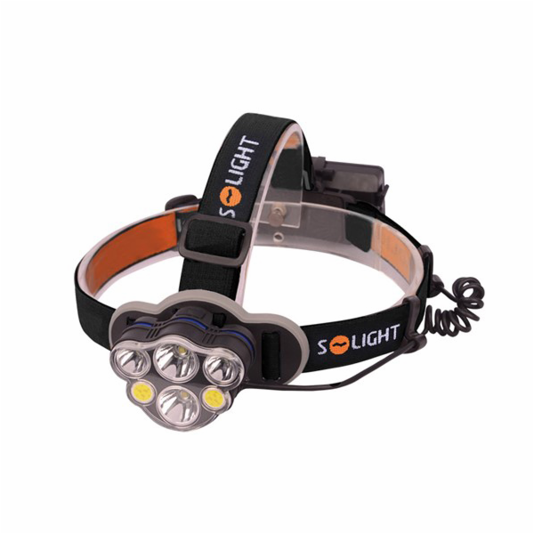 Solight LED čelová nabíjecí svítilna, 550lm, Li-Ion, USB