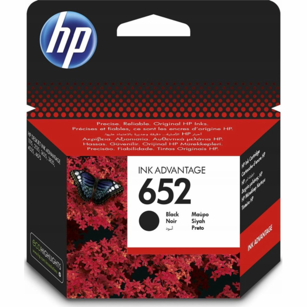 HP 652 originální inkoustová kazeta černá F6V25AE Cart No...