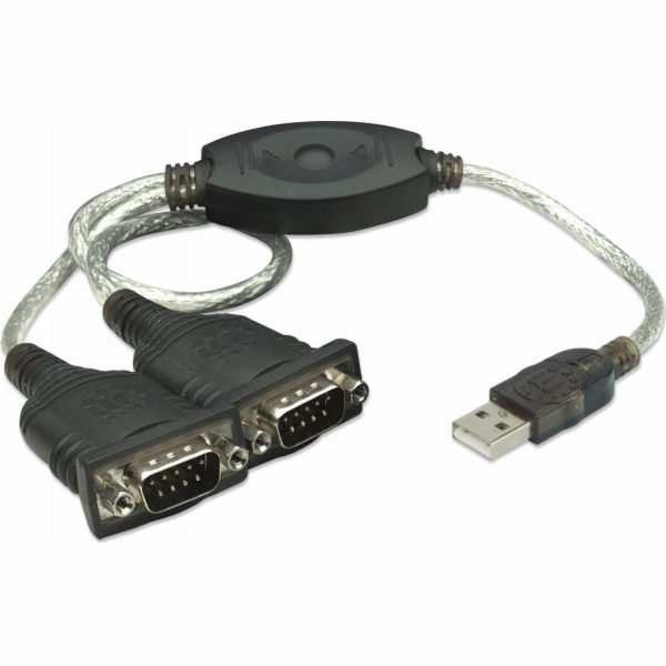Manhattan USB-A kabel – 2x RS-232 0,45 m černý (174947)