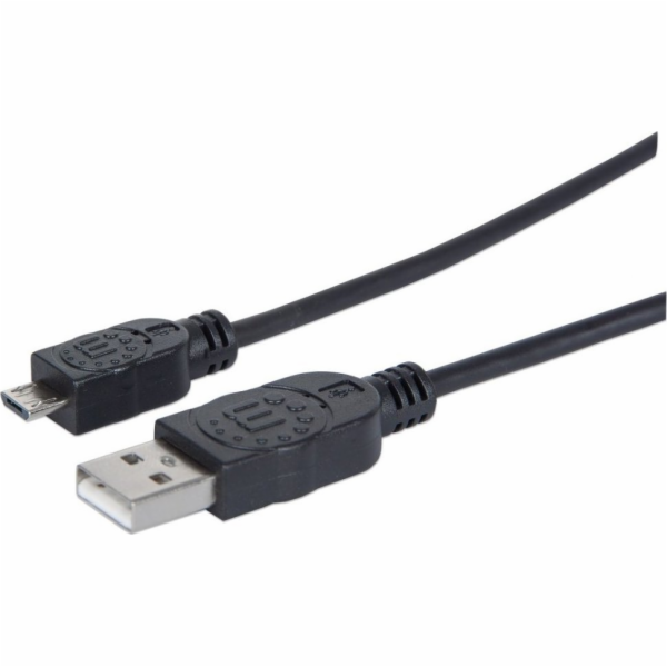 Manhattan USB-A - microUSB kabel 1,8 m černý (307178)