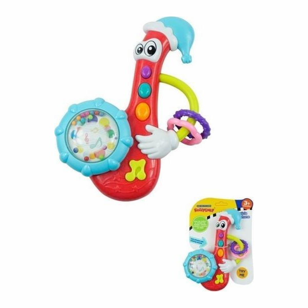 Dětské chrastítko Baby Mix s melodií saxofon červený