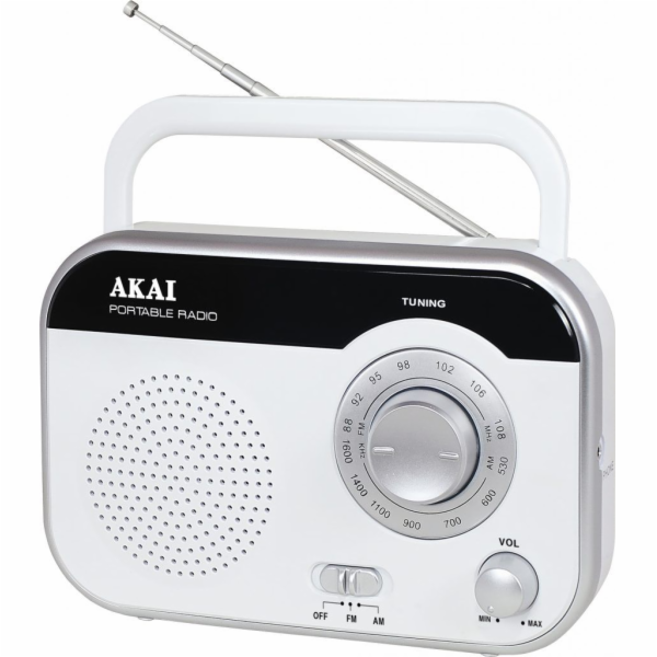 Rádio AKAI, PR003A-410, AM/FM, bílá, 1 W RMS