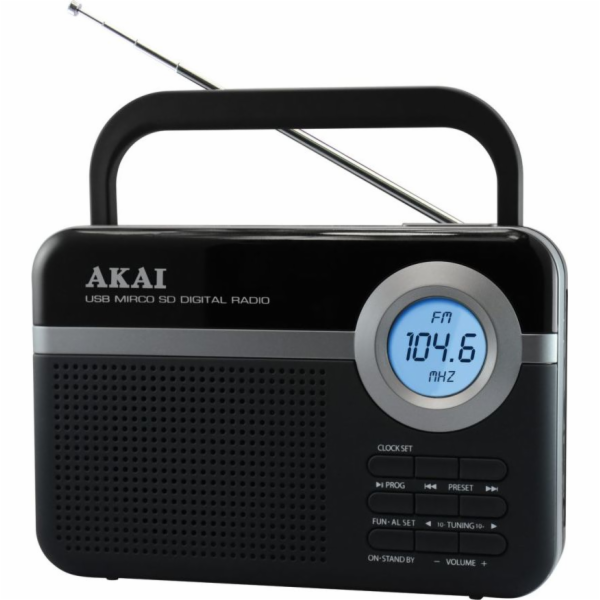 Rádio AKAI, PR006A-471U, přenosné, FM tuner s PLL, LCD di...