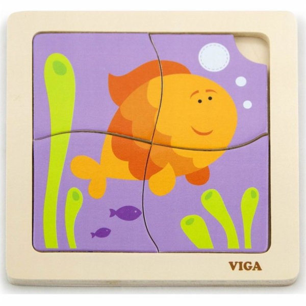 Dřevěné puzzle pro nejmenší Viga 4 ks Rybka