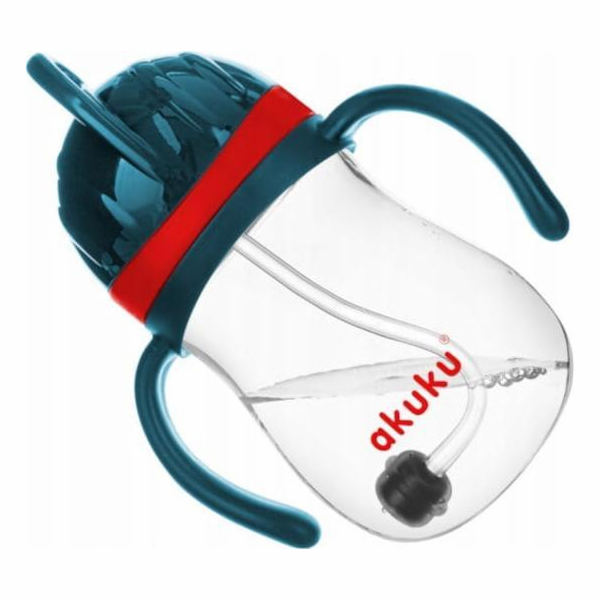 Kouzelná láhev s brčkem a závažím Akuku 280 ml červená