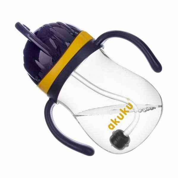 Kouzelná láhev s brčkem a závažím Akuku 280 ml žlutá