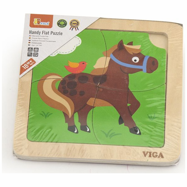 Dřevěné puzzle pro nejmenší Viga 4 ks Koník