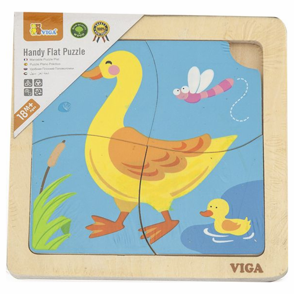 Dřevěné puzzle pro nejmenší Viga 4 ks Kačenka