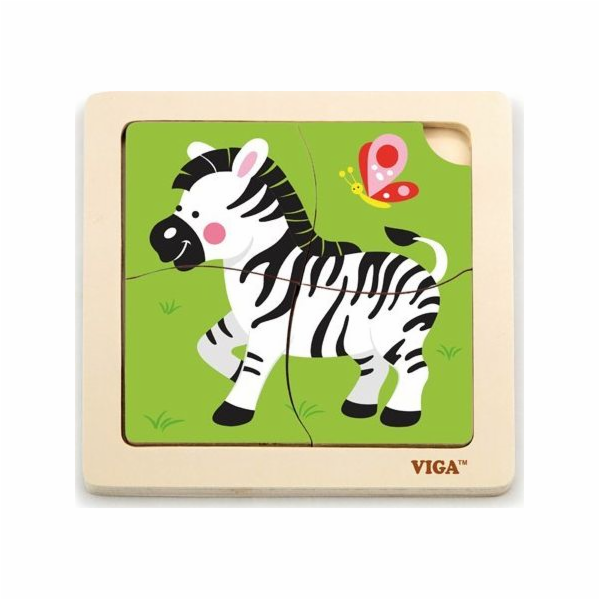 Dřevěné puzzle pro nejmenší Viga 4 ks Zebra