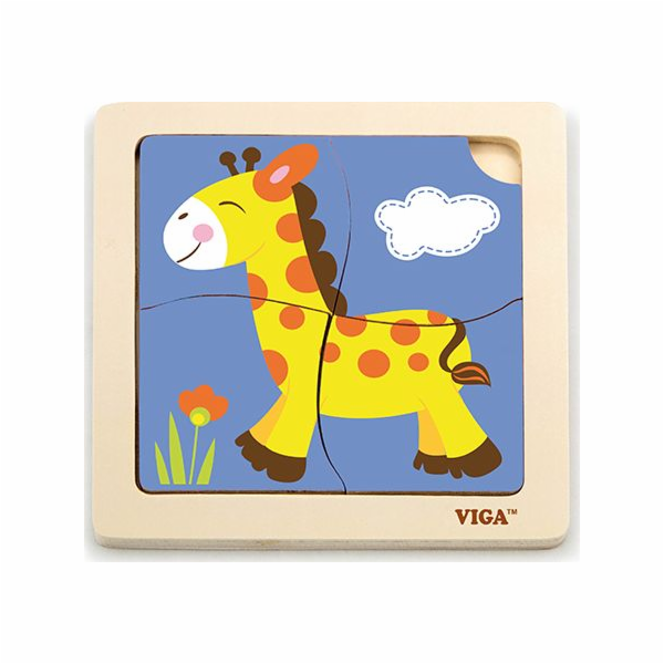 Dřevěné puzzle pro nejmenší Viga 4 ks Žirafa