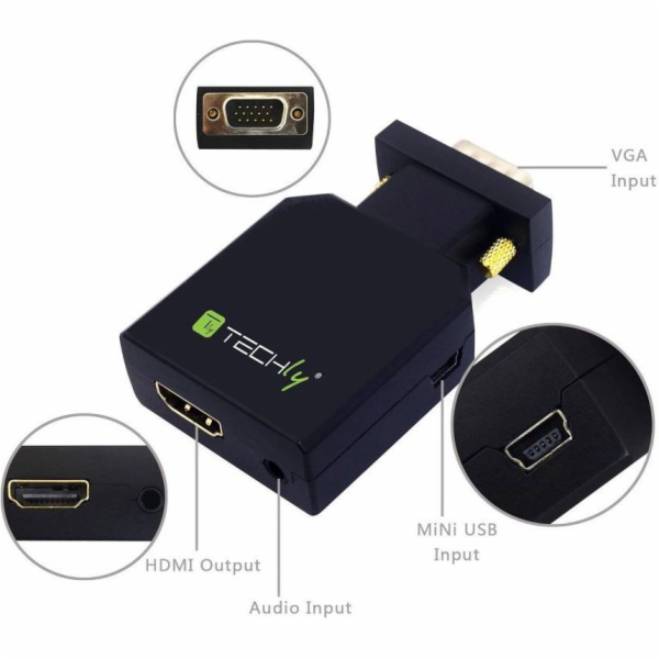 Konwerter adapter VGA + 3,5mm audio na HDMI M/F 
