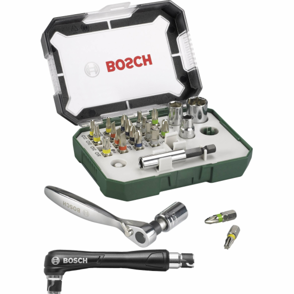 Sada šroubovacích bitů a ráčny Bosch, 27 kusů, ráčna