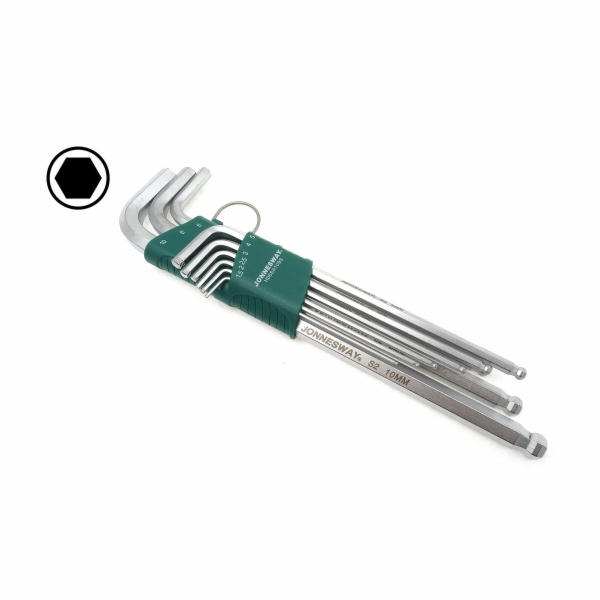 Sada klíčů Imbus s kuličkou, dlouhé, 9 ks JONNESWAY