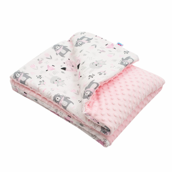 Dětská deka z Minky s výplní New Baby Medvídci růžová 80x...