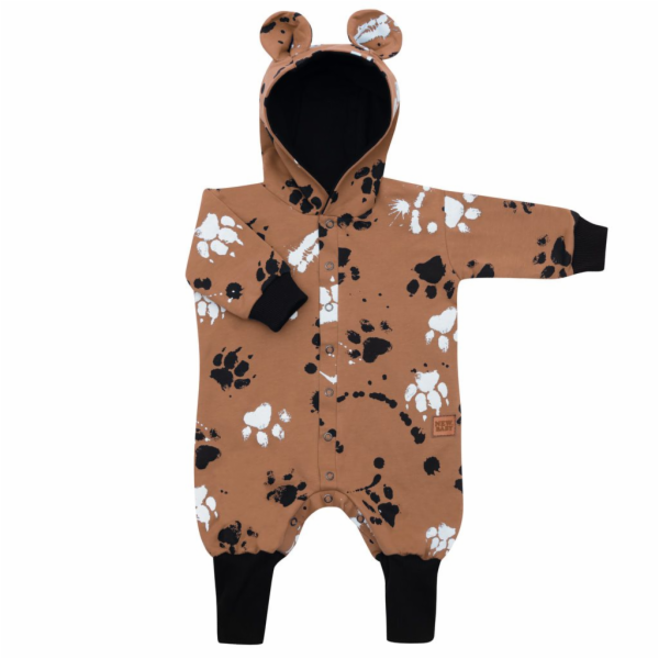 Kojenecký bavlněný overal s kapucí a oušky New Baby tlapk...