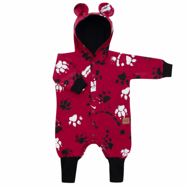 Kojenecký bavlněný overal s kapucí a oušky New Baby tlapk...