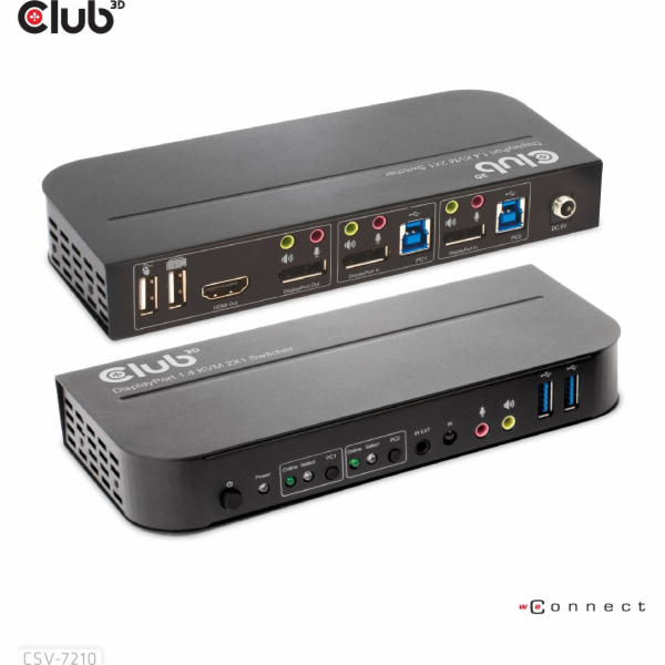 Club3D síťový přepínač - Switch, DP/HDMI KVM Switch - Dua...