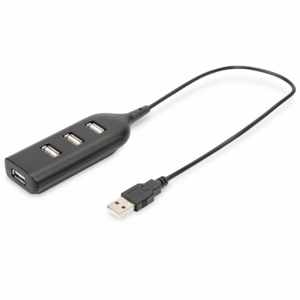 Digitus USB 2.0 hub, 4-porty, černý bez napájecího zdroje