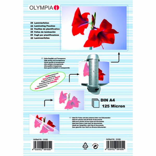 1x25 Olympia Lamin. folie DIN A4 125 micron