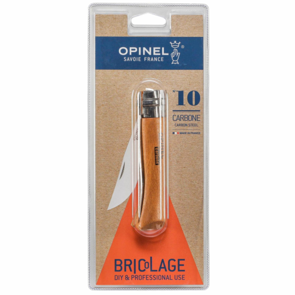 Opinel Taschenmesser No. 10 Carbonklinge mit Holzgriff