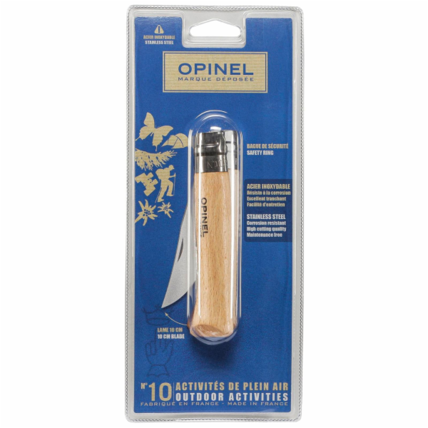 Opinel Taschenmesser No. 10 Edelstahlklinge mit Holzgriff