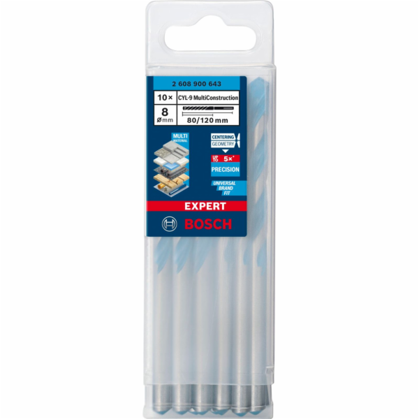 Vrták Bosch Expert CYL-9 MultiConstruction, O 8mm, 10 kusů